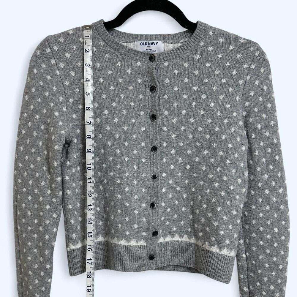 Old Navy Women's Grey and White Polka Dot Cardigan
